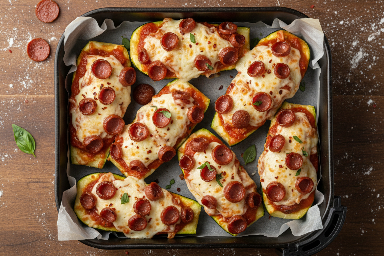 Air Fryer Zucchini Pizza Boats preparation step 2