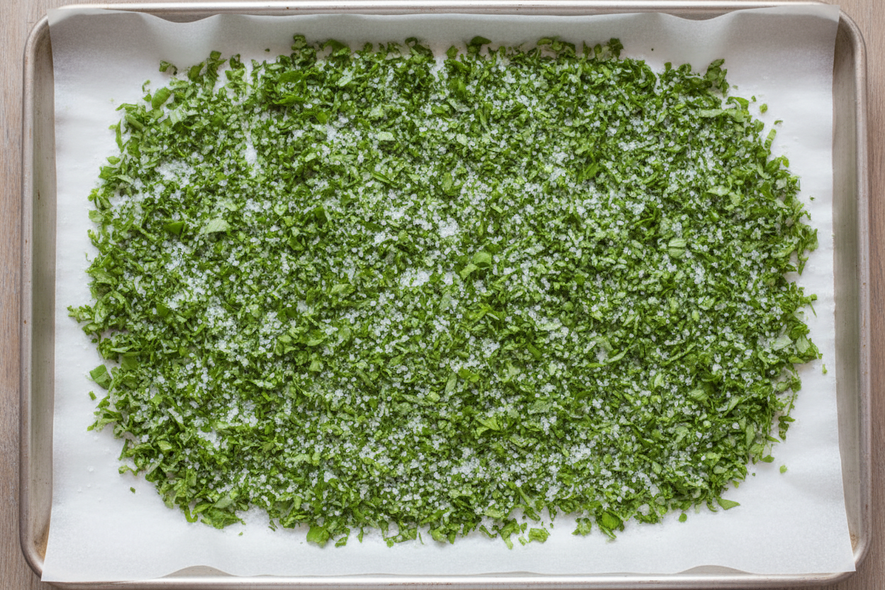 Homemade Herb-Infused Sea Salt Recipe (Quick & Easy) 3 Basil Salt Recipe preparation step 2
