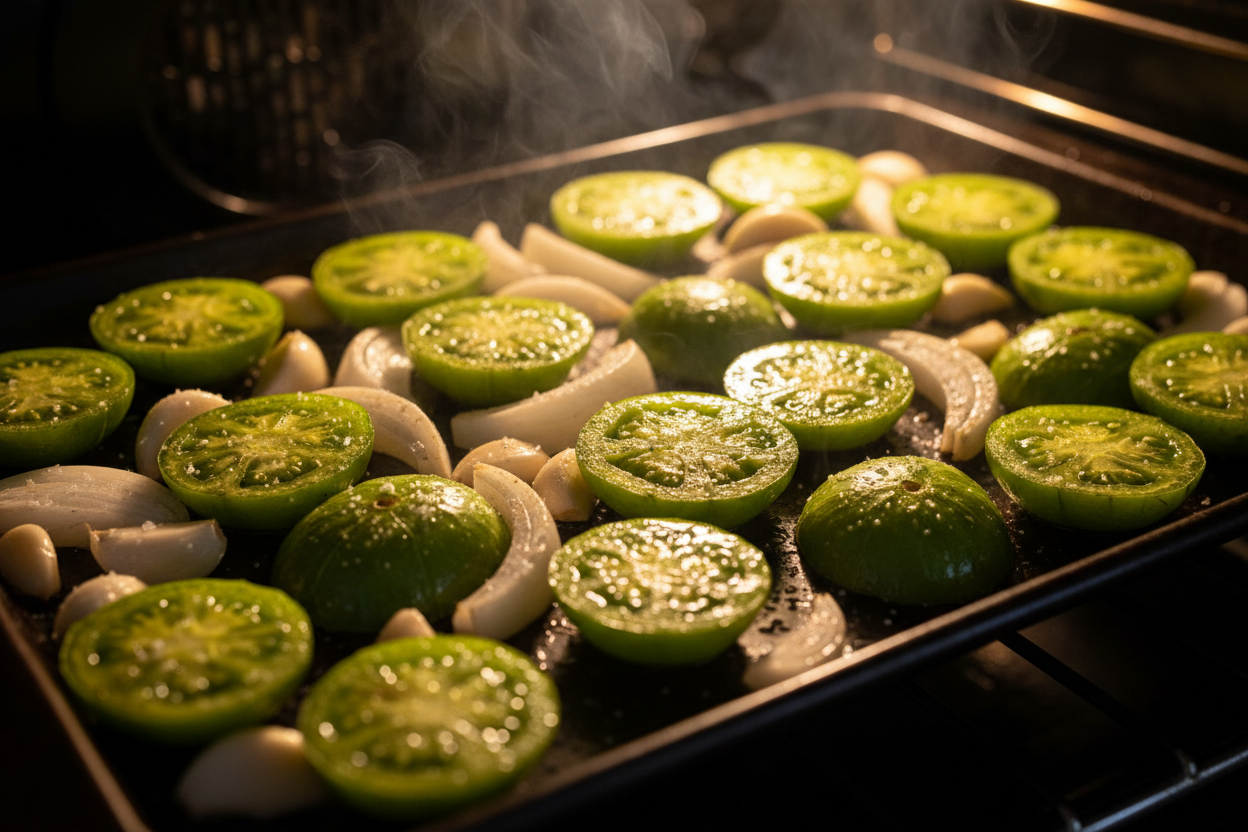 Canning Tomatillo Enchilada Sauce preparation step 1