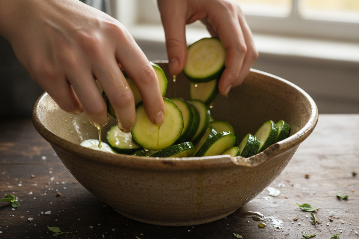 Oven-Roasted Parmesan Crusted Zucchini: An Easy Side Dish 2 Crispy Baked Parmesan Zucchini preparation step 1