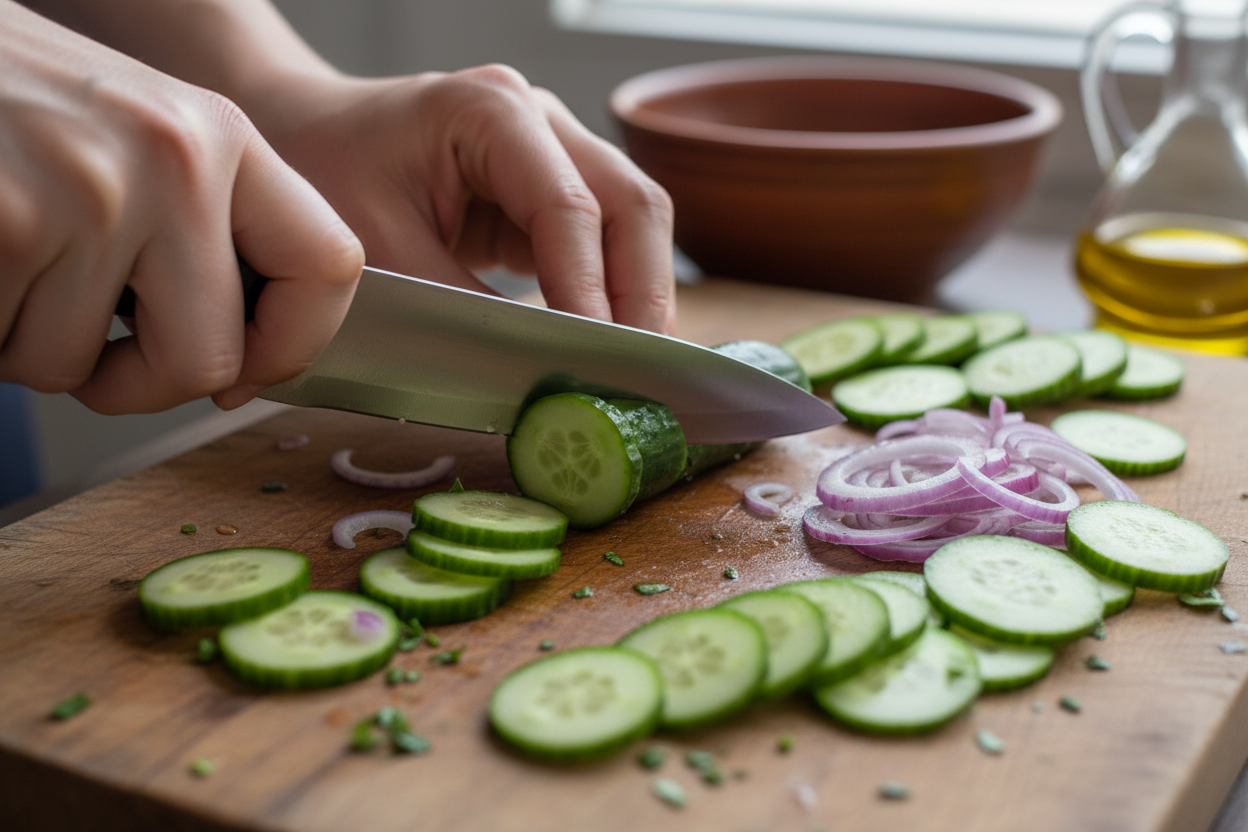 Refreshing Cucumber Salad with Fresh Dill and Red Onion 2 Cucumber Salad with Fresh Dill and Red Onion preparation step 1