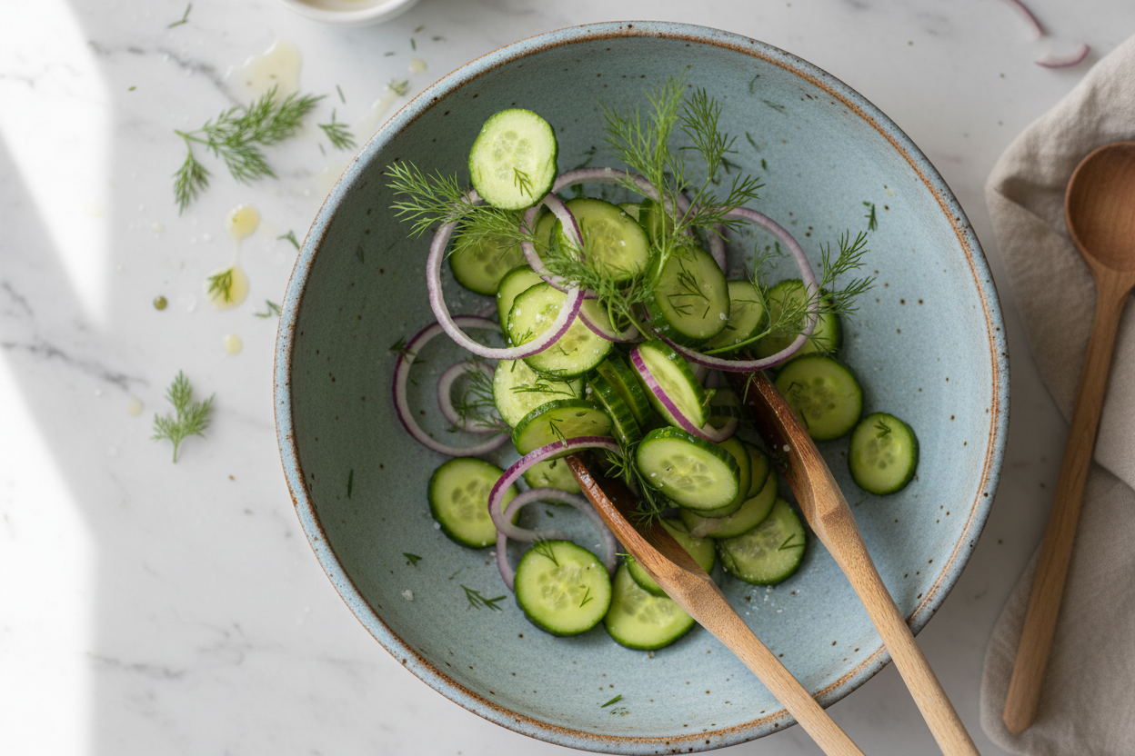 Refreshing Cucumber Salad with Fresh Dill and Red Onion 3 Cucumber Salad with Fresh Dill and Red Onion preparation step 2