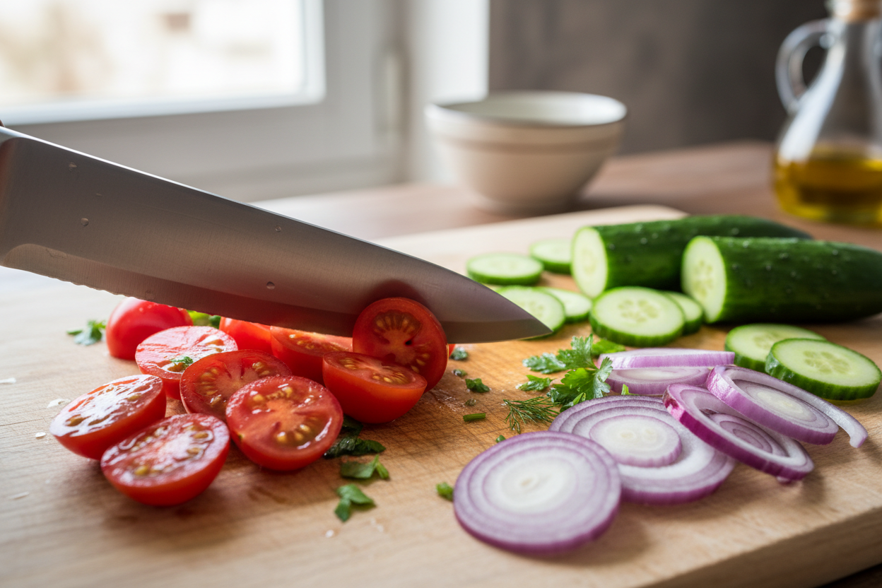 Fresh Cherry Tomato and Cucumber Side Dish Recipe 2 Cucumber Tomato Salad preparation step 1