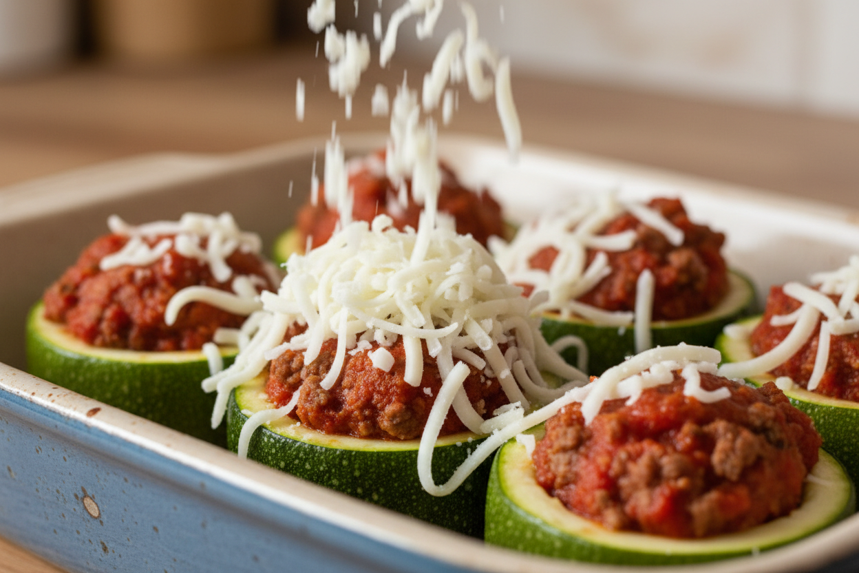 Cheesy Beef Stuffed Zucchini Boats (Low Carb Recipe) 3 Easy Cheesy Ground Beef Zucchini Boats preparation step 2