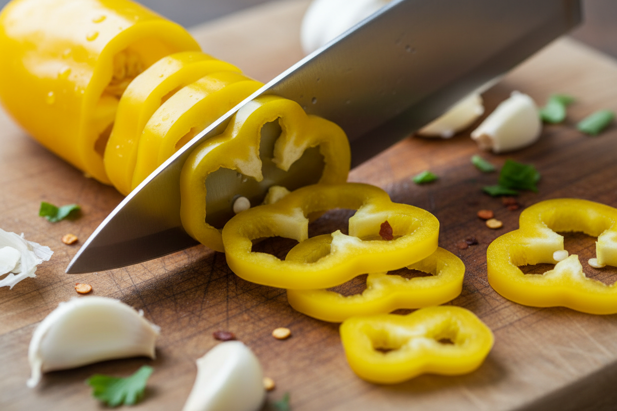 Quick & Easy Refrigerator Pickled Banana Peppers Recipe 2 Easy Fridge Pickled Banana Peppers preparation step 1