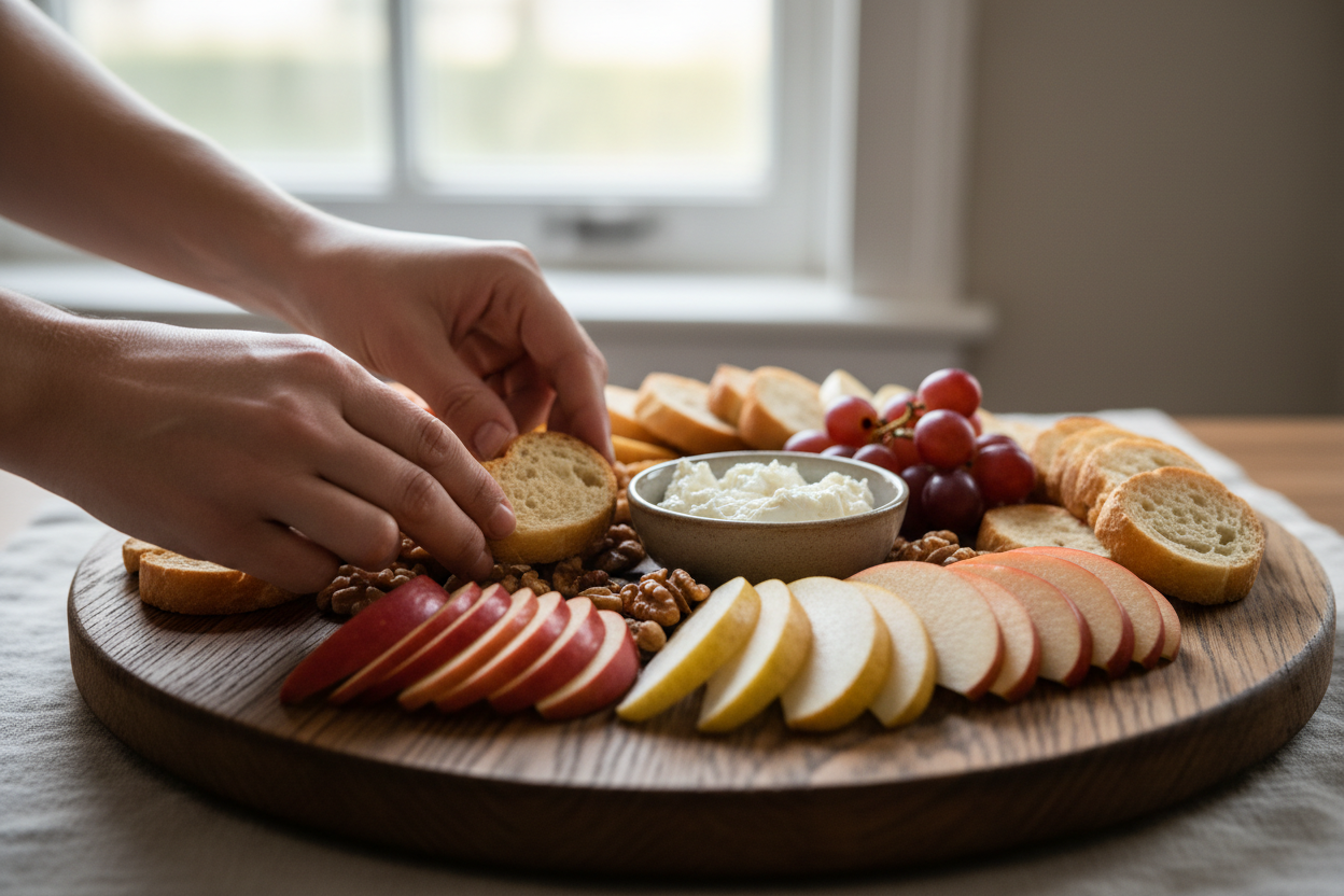 Fall Cheese Board preparation step 1