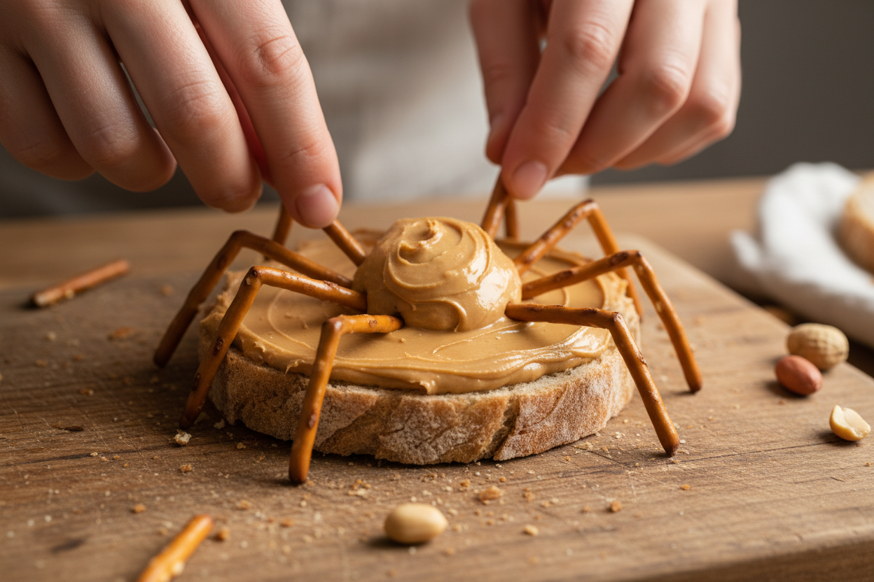 Halloween Spider Sandwiches preparation step 1