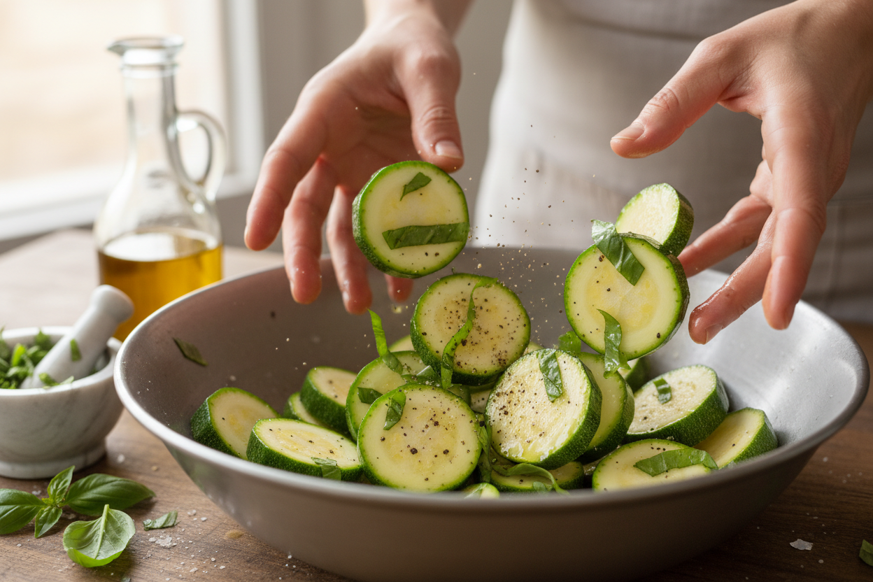 Easy Low-Carb Cheesy Zucchini Bake Recipe 2 Low-Carb Easy Cheesy Zucchini Bake preparation step 1