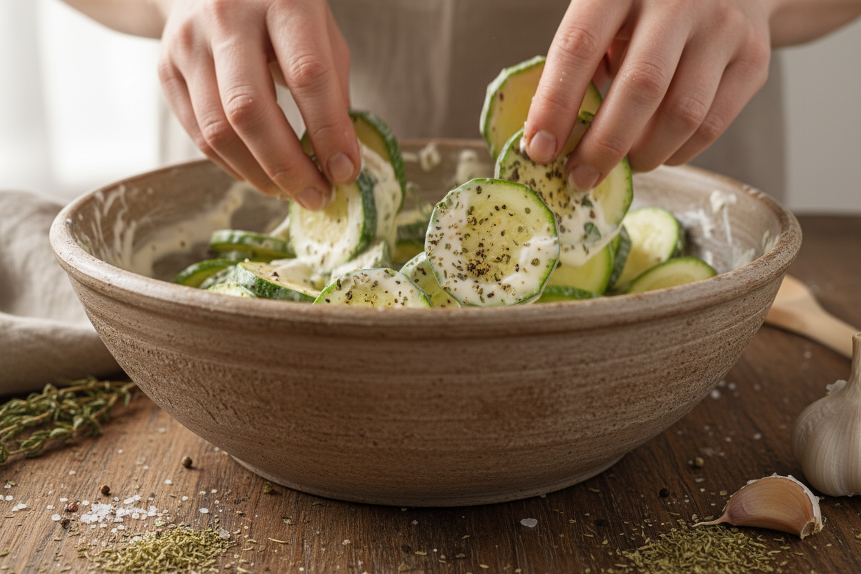 Low-Carb Cheesy Zucchini Gratin (Simple Baked Recipe) 2 Low-Carb Easy Cheesy Zucchini Bake preparation step 1