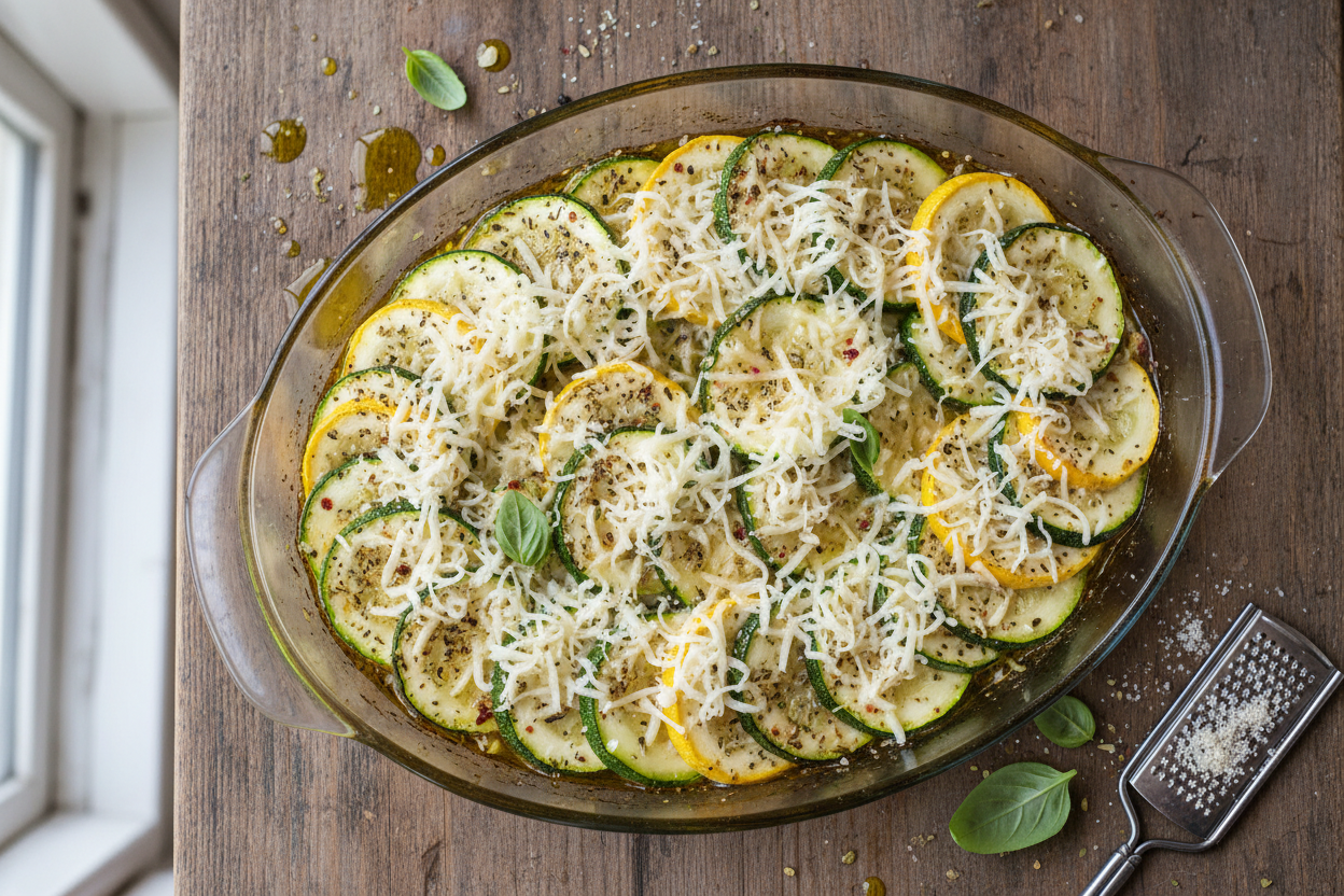 Easy Low-Carb Cheesy Zucchini Bake Recipe 3 Low-Carb Easy Cheesy Zucchini Bake preparation step 2
