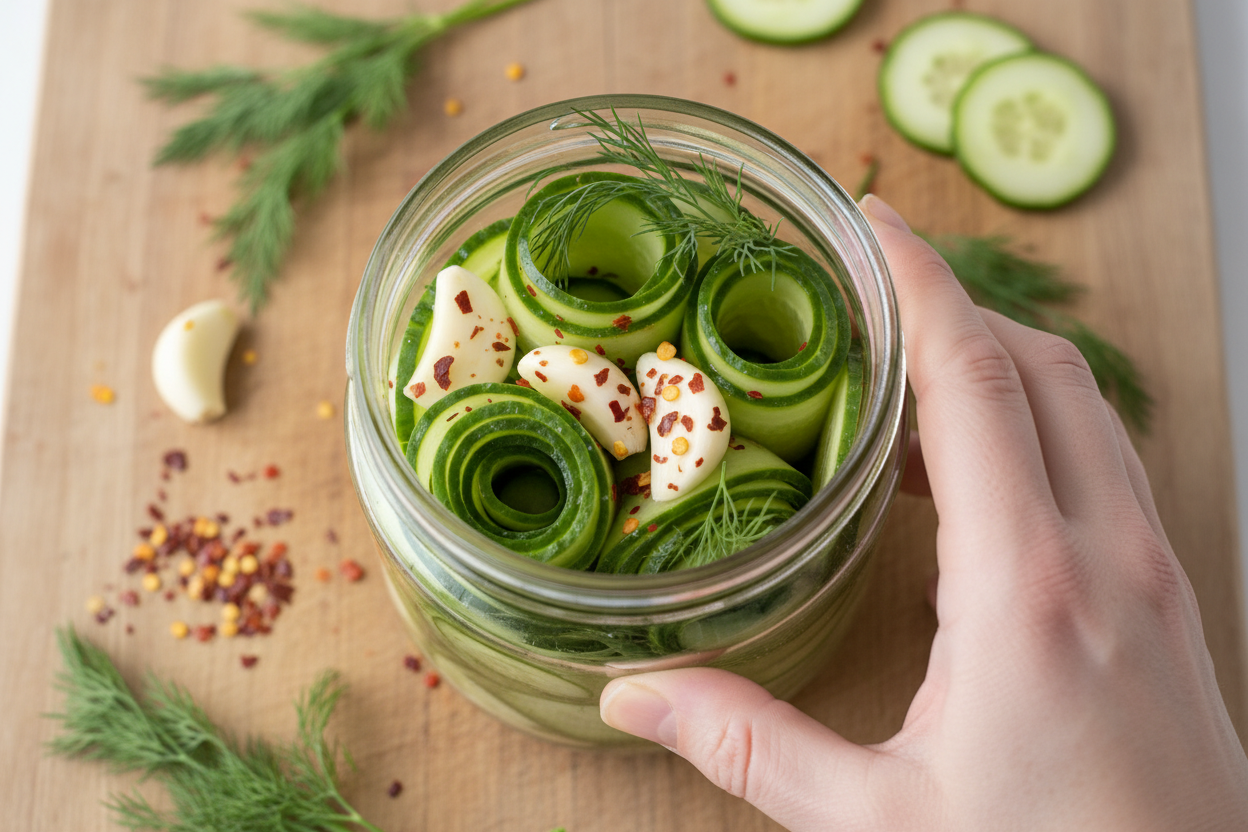 Quick Fiery Refrigerator Pickles: Easy Next-Day Recipe 2 Overnight Spicy Pickles preparation step 1