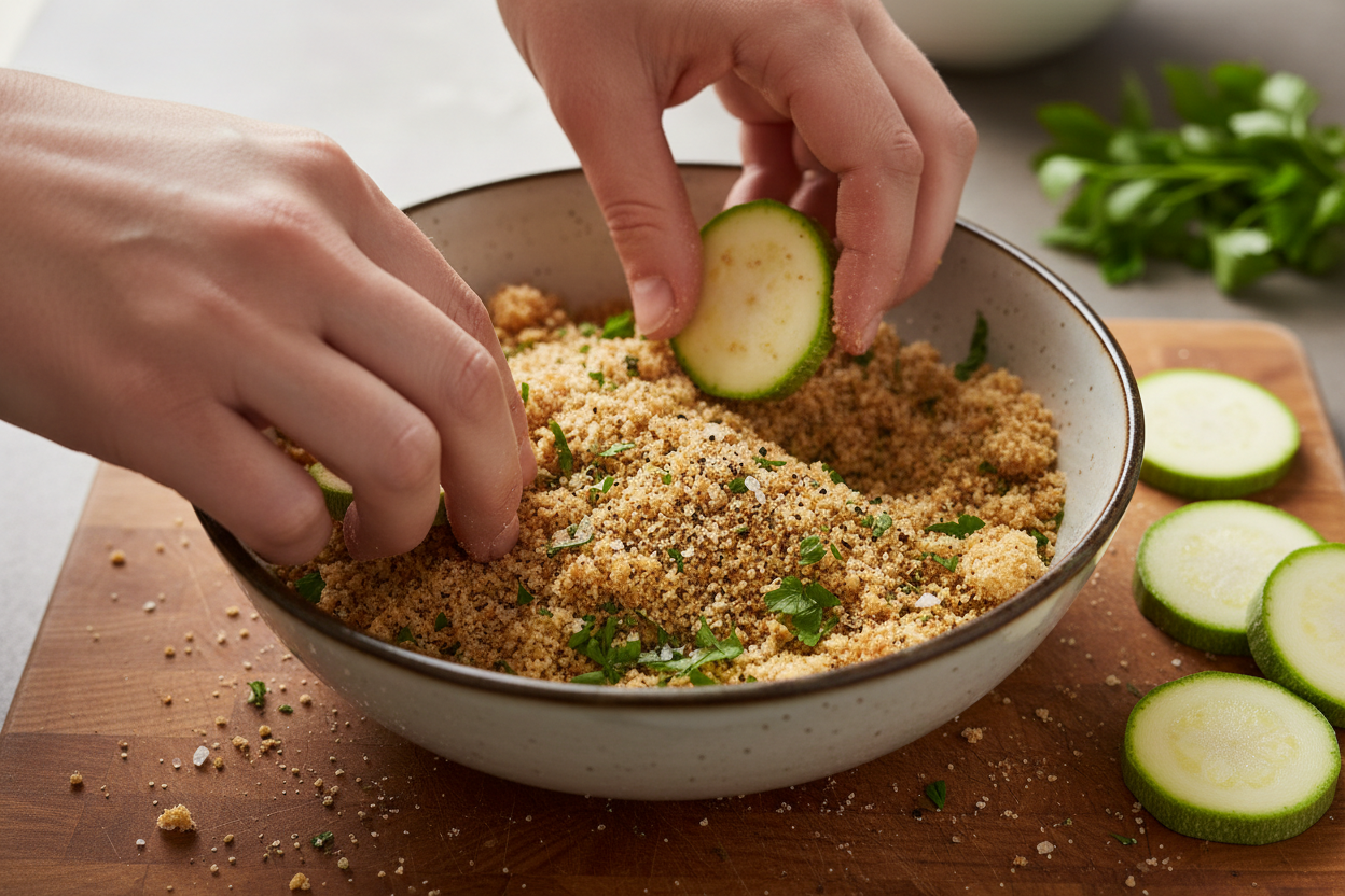 Crispy Breaded Zucchini Slices (Easy Recipe) 2 Pan Fried Zucchini preparation step 1
