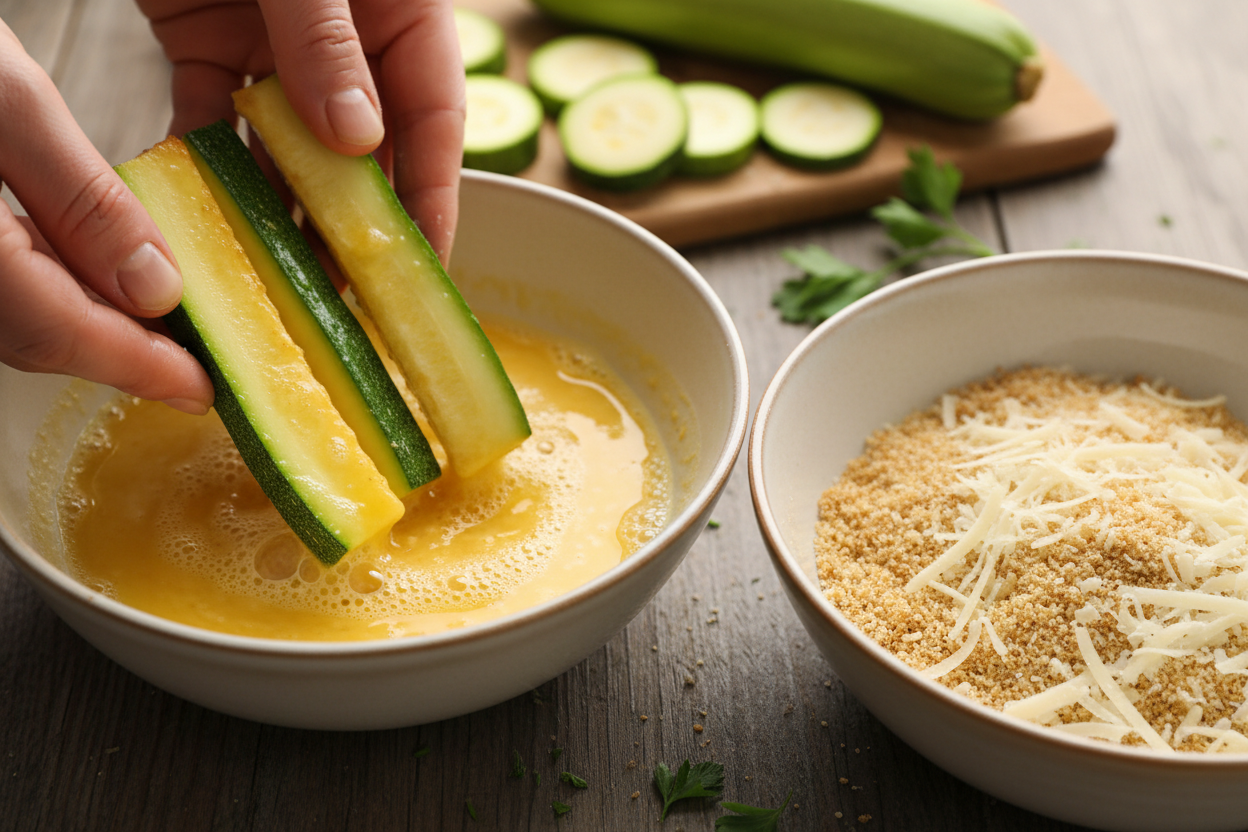 Crispy Baked Zucchini Sticks Recipe 2 Parmesan Zucchini Fries preparation step 1