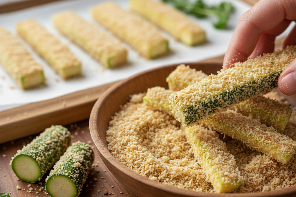 Crispy Baked Zucchini Sticks Recipe 3 Parmesan Zucchini Fries preparation step 2