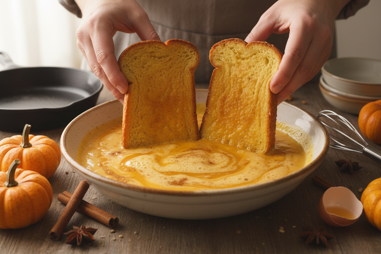 The Best Fluffy Spiced Autumn Breakfast Bread Recipe 2 Pumpkin French Toast preparation step 1