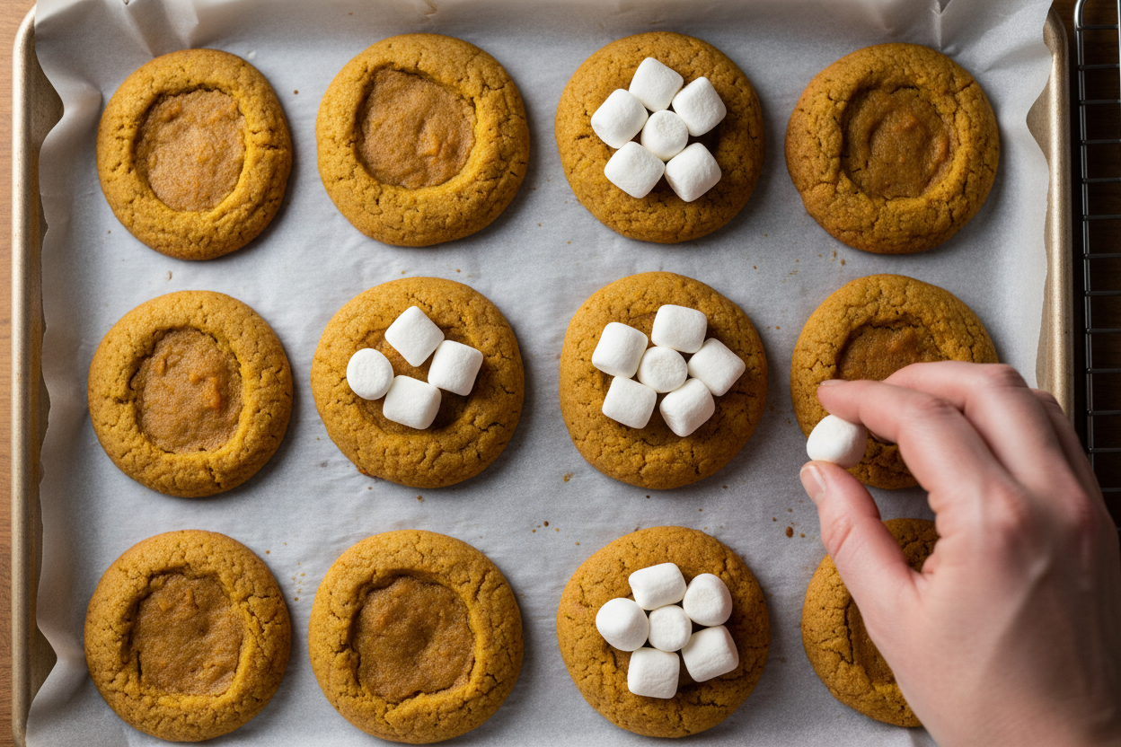 Soft Pumpkin Marshmallow Graham Cracker Cookies 3 Pumpkin Smores Cookies preparation step 2