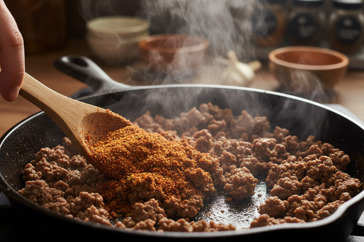 Quick Hot Honey Ground Beef Protein Bowl preparation step 1