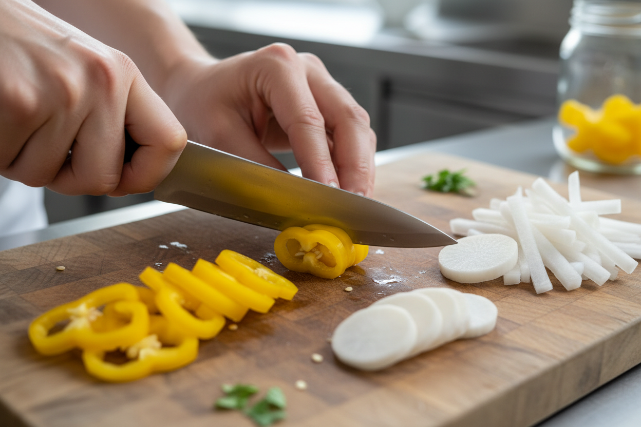 Quick & Easy Pickled Banana Peppers (Low-Sodium & Crisp) 2 Quick and Easy Healthy Pickled Banana Pepper Recipe preparation step 1