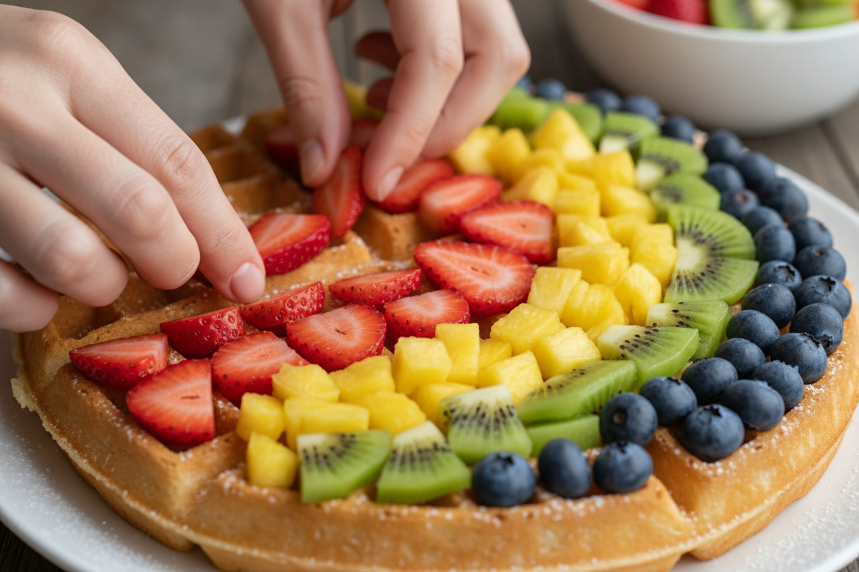 Rainbow Fruit Waffle preparation step 1
