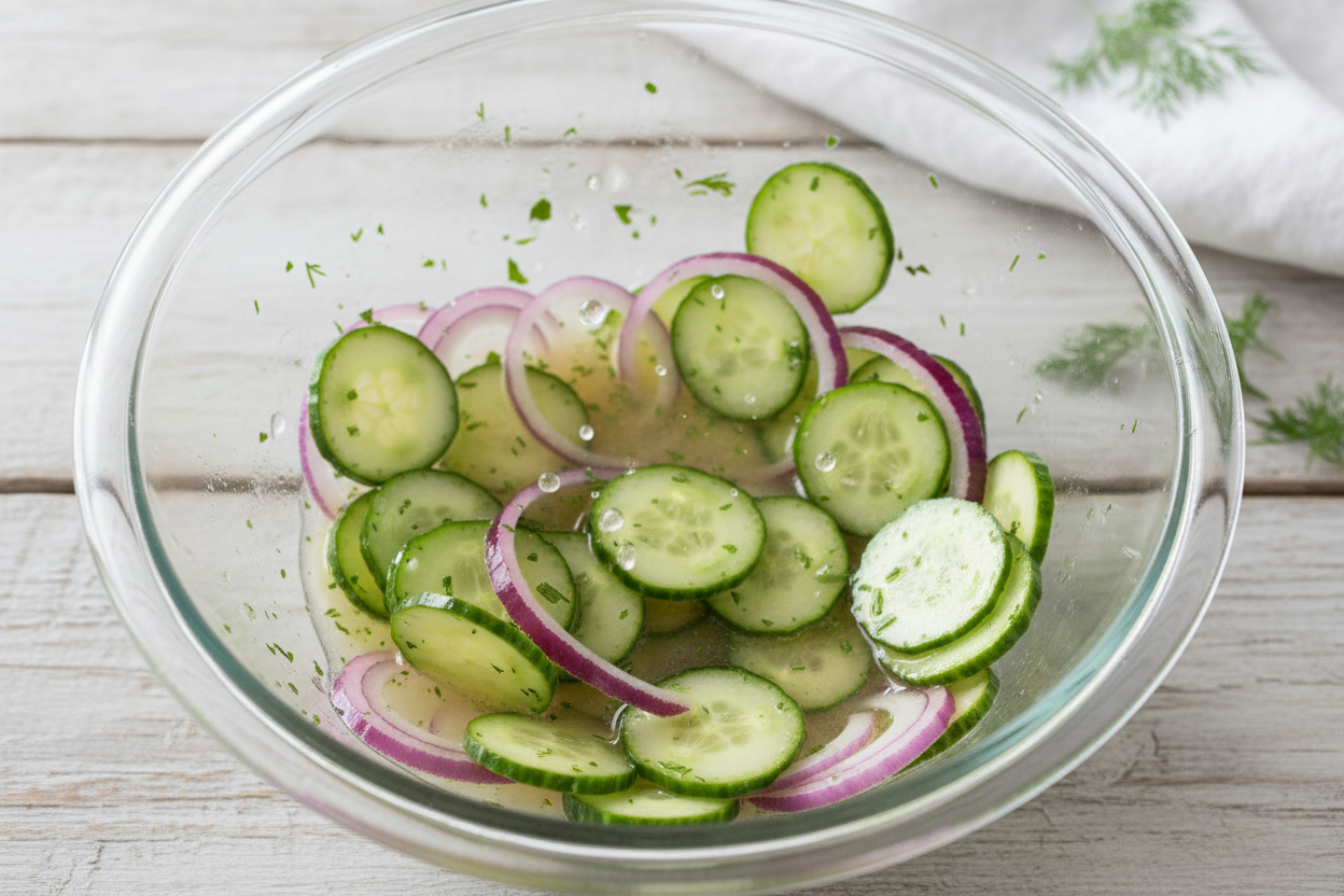 Crisp Vinegar Marinated Cucumbers and Red Onions Recipe 2 Refreshing Cucumber Onion Salad preparation step 1
