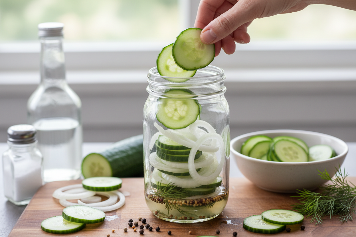 Crispy Refrigerator Sweetened Cucumbers: No-Can Recipe 3 Refrigerator Sweet Pickles preparation step 2