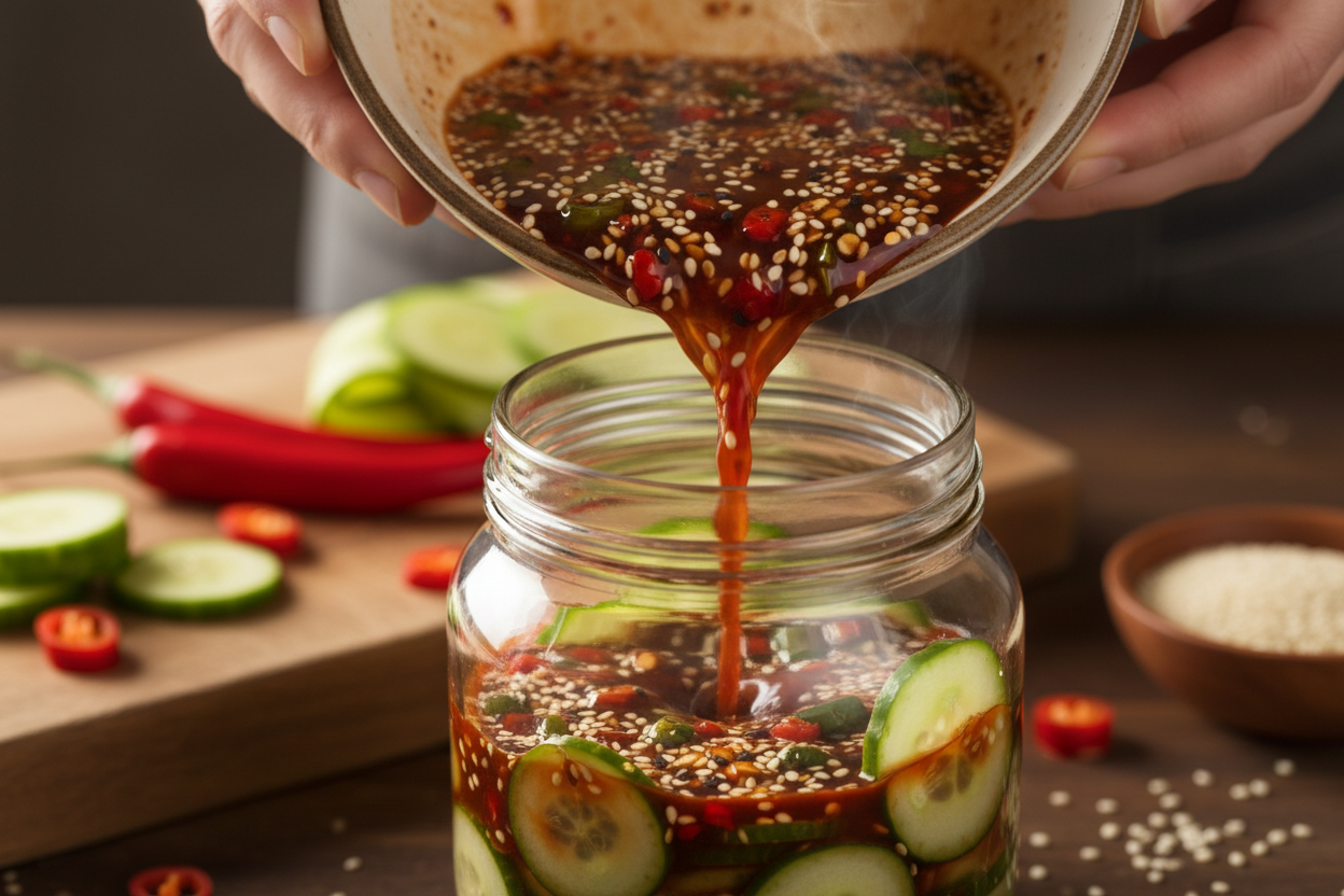 Quick Refrigerator Zesty Cucumber Slices: A Fiery & Sweet Snack 2 Sweet and Spicy Pickles Recipe preparation step 1