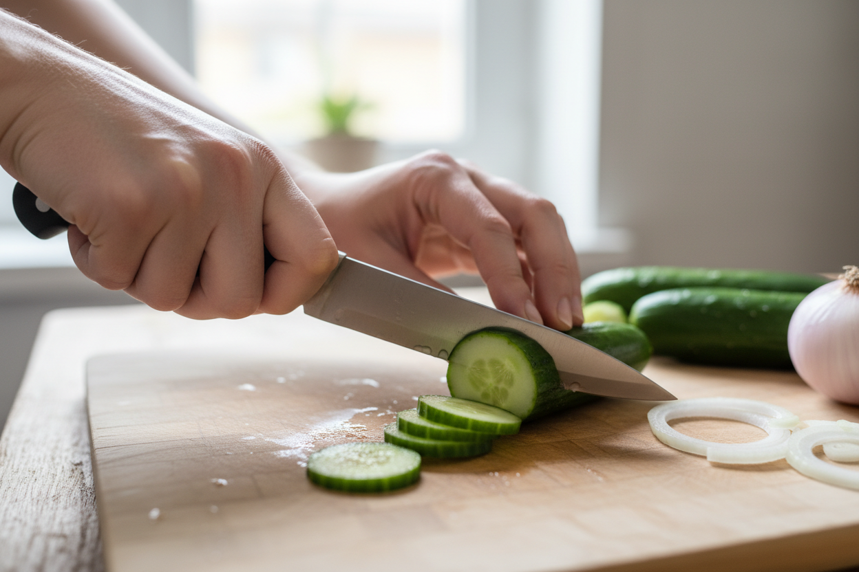 Easy Cucumber Salad Recipe with Sweet Onions & Vinegar 2 The Best Vinegar Cucumber Salad preparation step 1