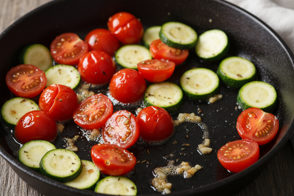 Fresh Tomato and Zucchini Penne Pasta Recipe 2 Tomato Zucchini Pasta preparation step 1