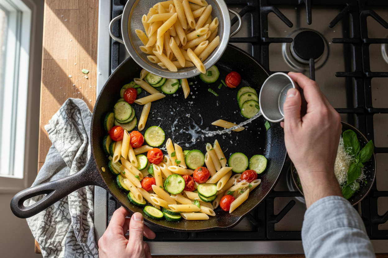 Fresh Tomato and Zucchini Penne Pasta Recipe 3 Tomato Zucchini Pasta preparation step 2