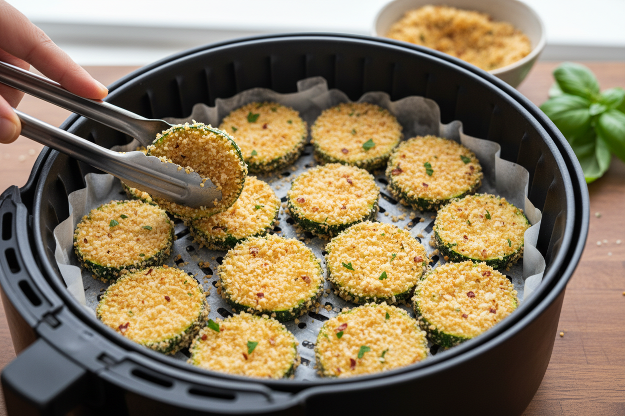 Zucchini Chips In Air Fryer preparation step 2