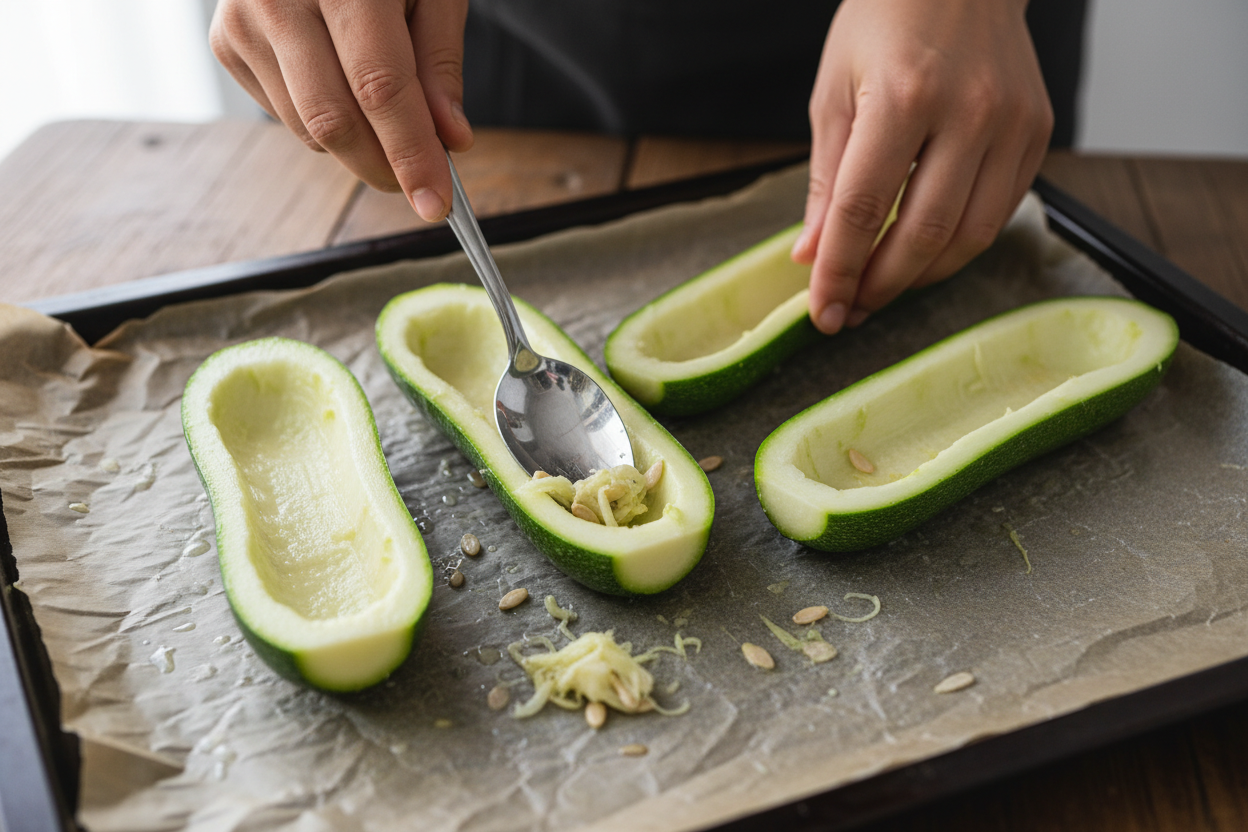 Delicious Beef Pepperoni Zucchini Pizza Boats 2 Zucchini Pizza Boats preparation step 1