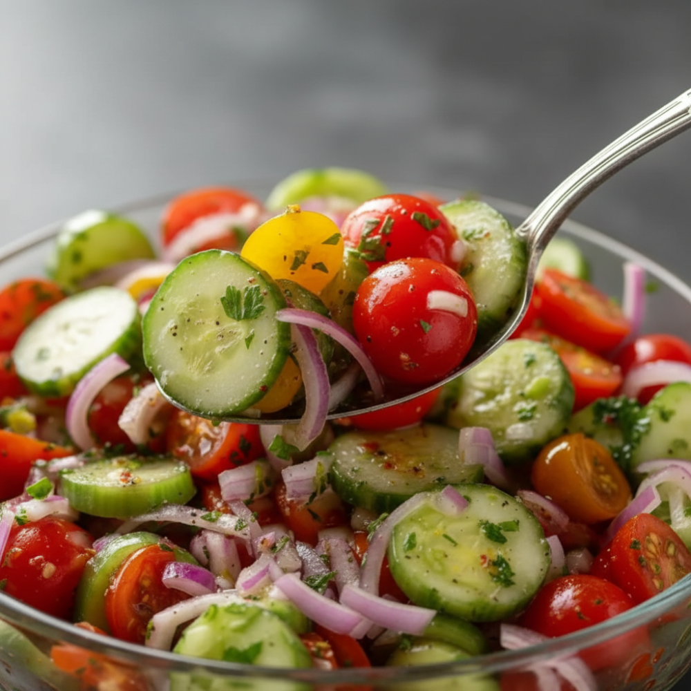 Fresh Cherry Tomato and Cucumber Side Dish Recipe 1 Fresh Cherry Tomato and Cucumber Side Dish Recipe