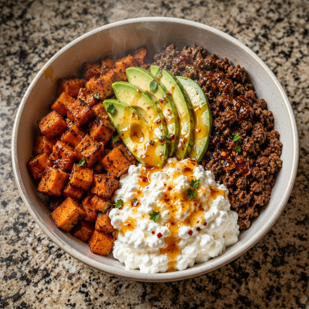Quick Hot Honey Ground Beef Bowl: High-Protein Meal Prep