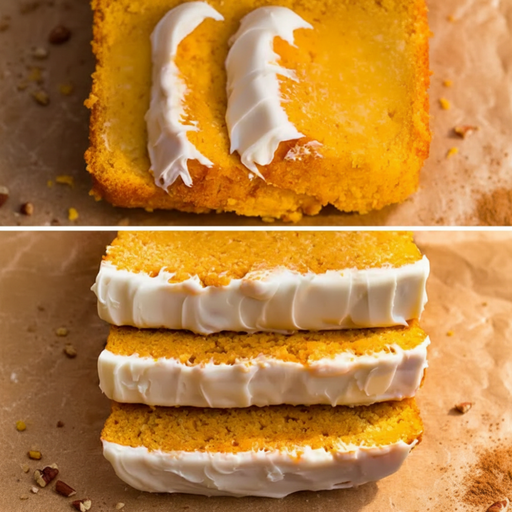 Moist Low Carb Pumpkin Loaf with Cream Cheese Frosting