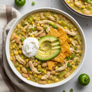 Roasted Tomatillo White Chicken Chili: Creamy & Comforting