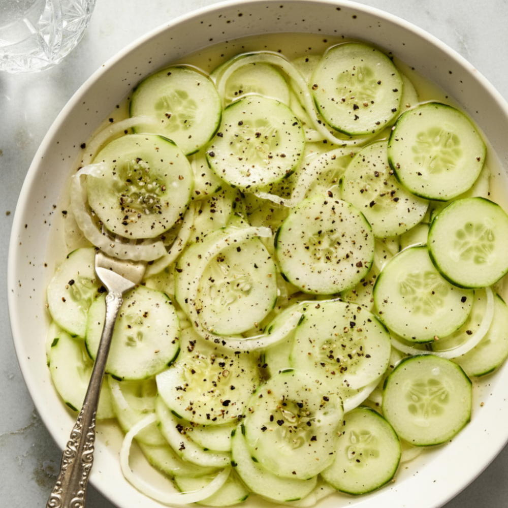Easy Cucumber Salad Recipe with Sweet Onions & Vinegar 1 Easy Cucumber Salad Recipe with Sweet Onions & Vinegar