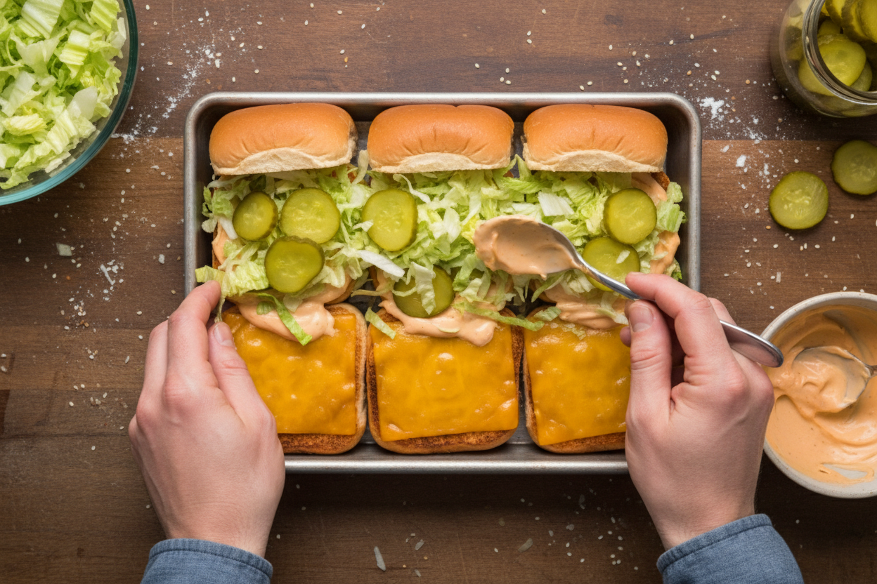 Easy Copycat Burger Sliders for Game Day 3 Big Mac Sliders preparation step 2