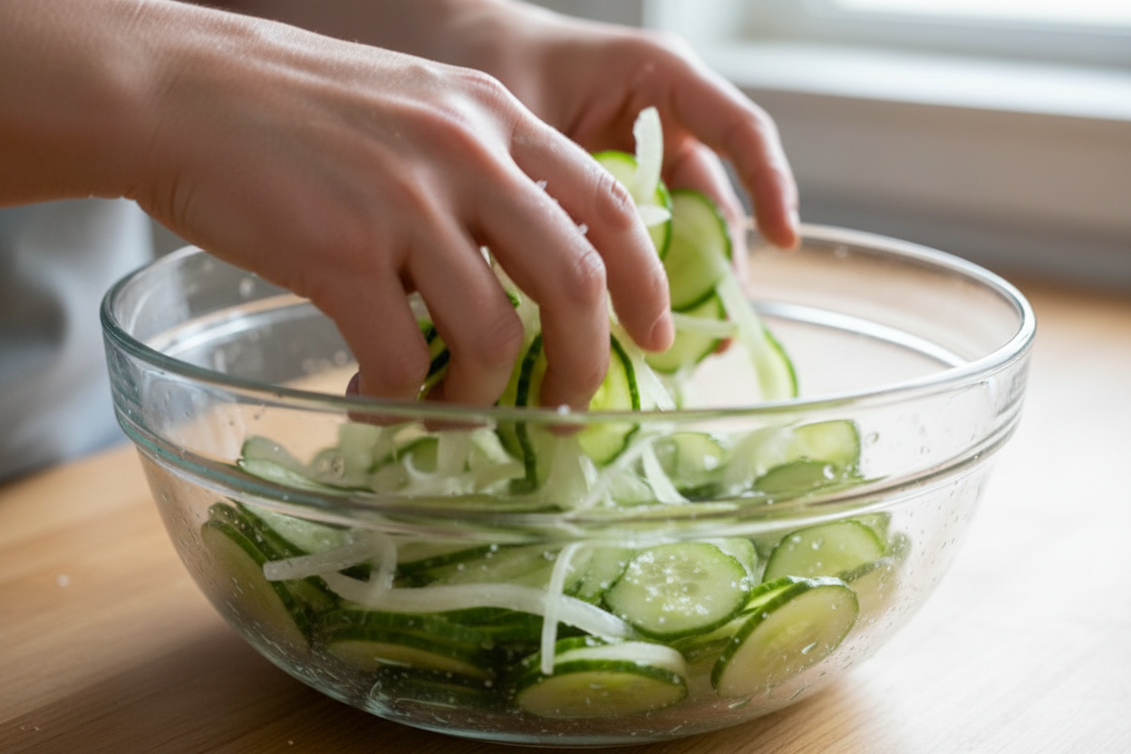 Easy Homemade Sweet Refrigerator Pickles (No Canning) 2 Bread And Butter Pickles preparation step 1