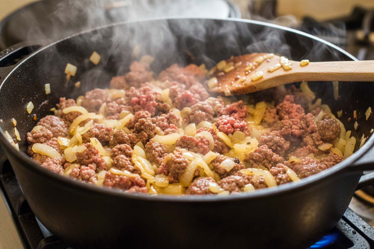 Creamy Cheeseburger Soup preparation step 1