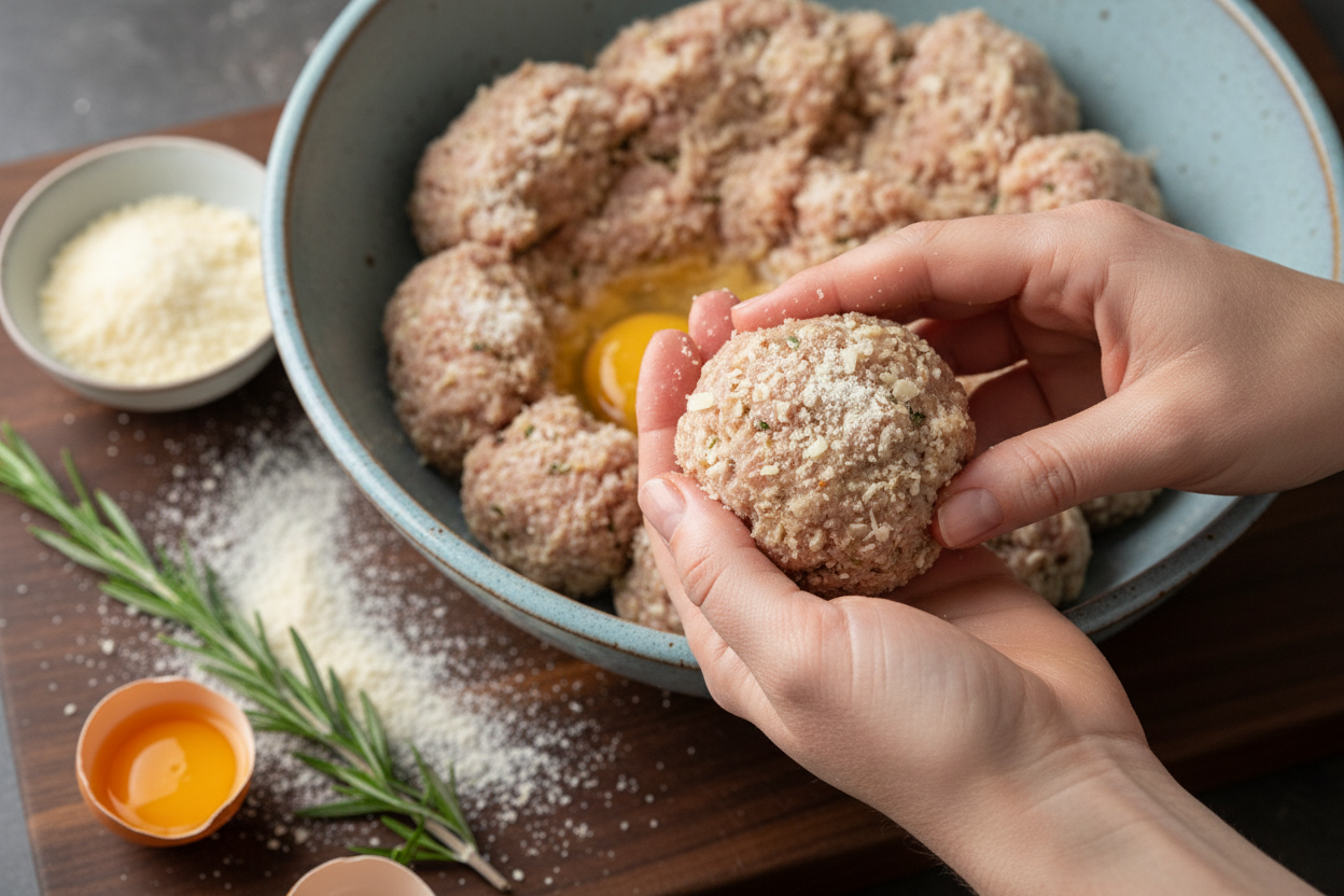 Creamy Spinach Turkey Meatballs preparation step 1
