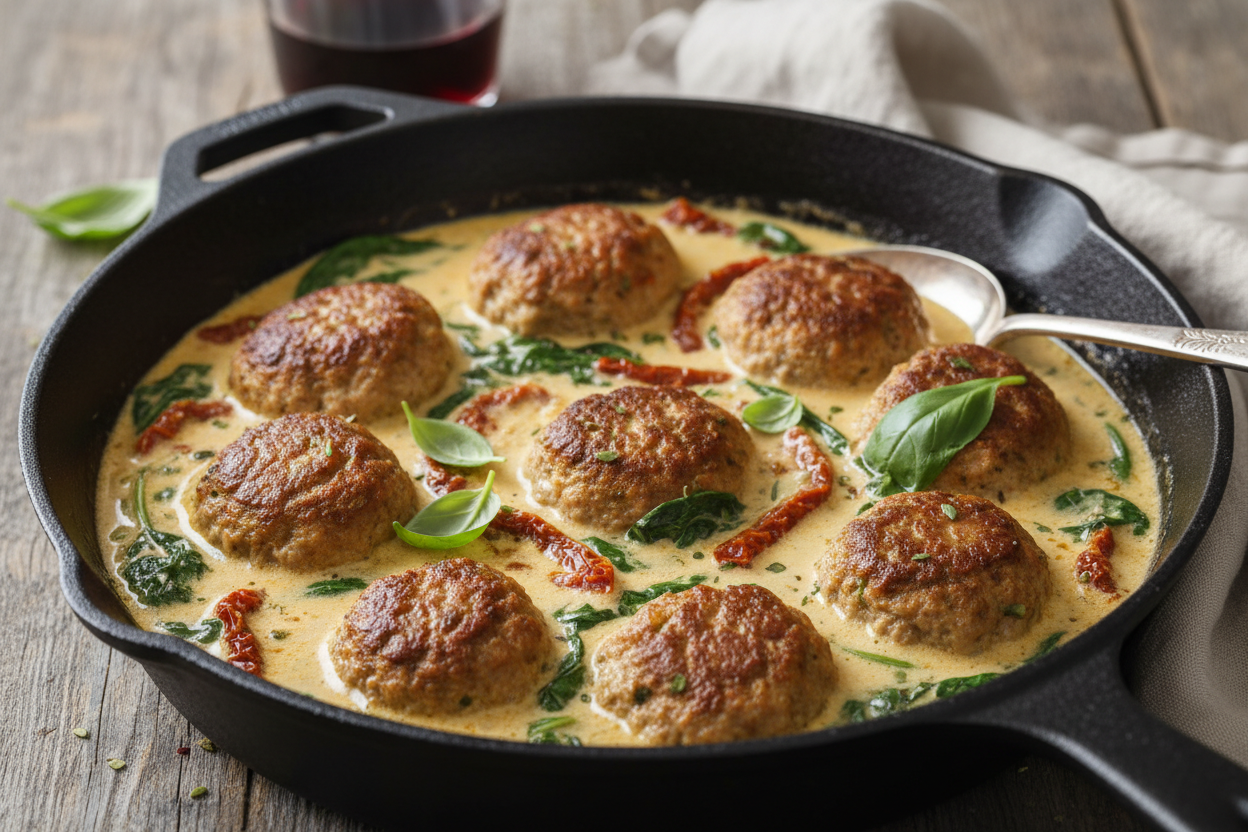 Creamy Spinach Turkey Meatballs preparation step 2