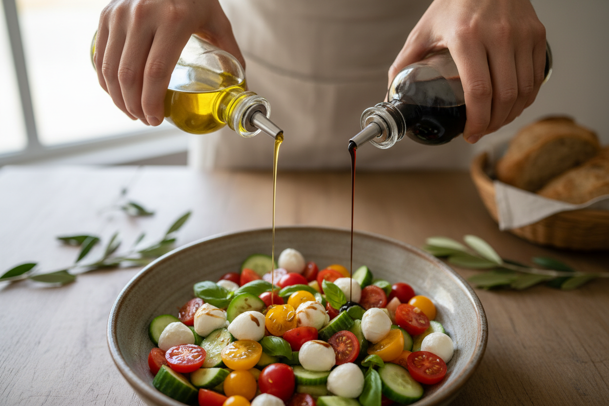 Refreshing Cucumber Tomato Mozzarella Salad: Easy Summer Recipe 3 Cucumber Caprese Salad preparation step 2