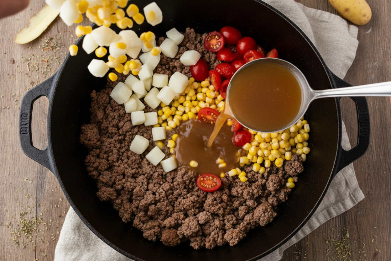 Hearty Dolly Parton Ground Beef Casserole Recipe 3 Dolly Parton's Ground Beef Casserole preparation step 2