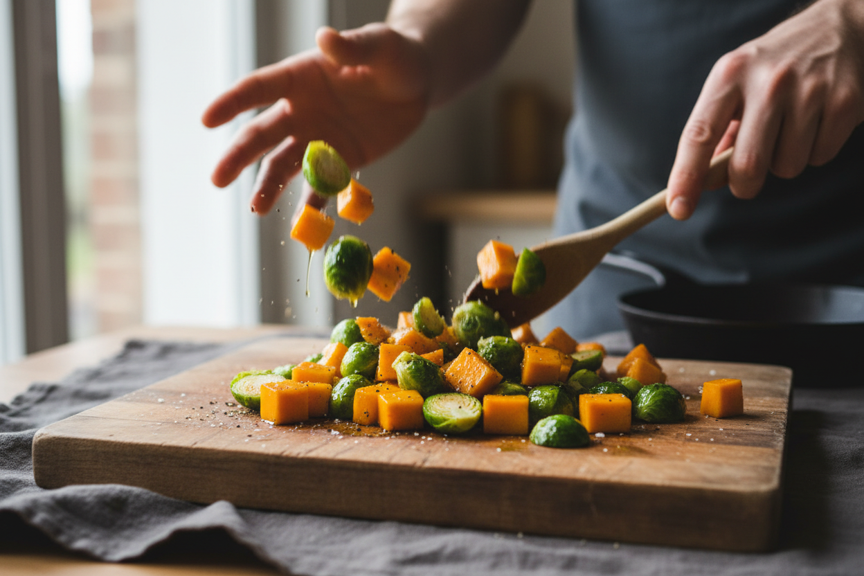 Easy Autumn Chicken Tortellini with Butternut Squash & Brussels Sprouts 2 Easy Autumn Chicken Tortellini with Butternut Squash & Brussels Sprouts preparation step 1