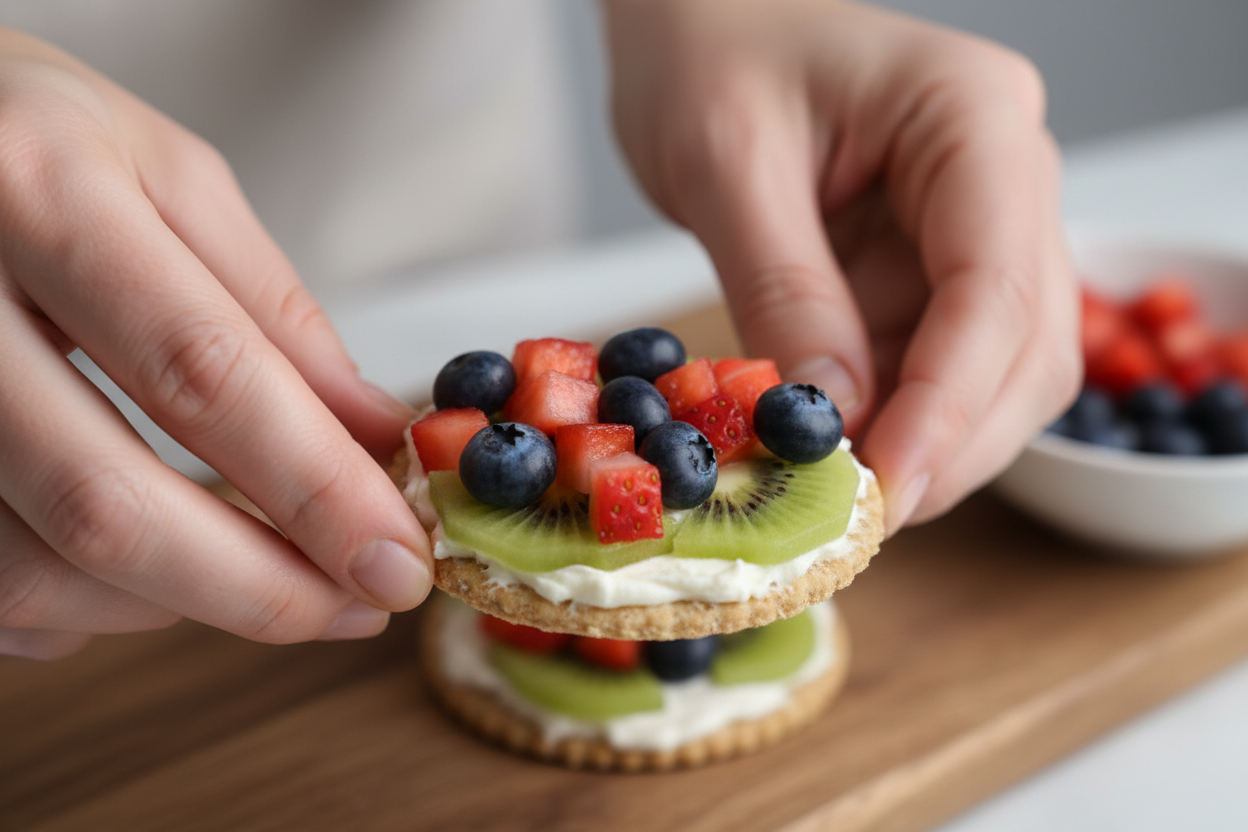 5-Minute Fruit Cracker Pizzas: Easy Kid-Friendly Snack 2 Easy Fruit And Cracker Pizzas preparation step 1