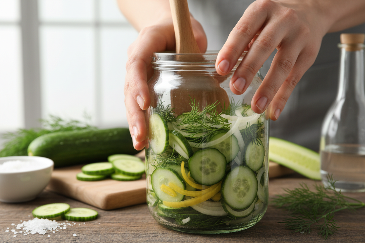 Easy Quick Refrigerator Pickles preparation step 1
