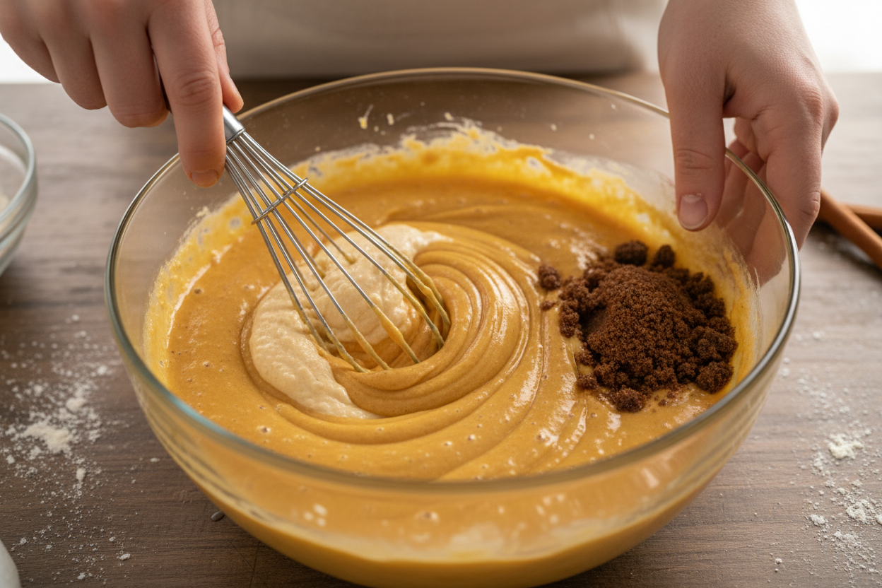Easy Sourdough Discard Pumpkin Muffins with Streusel 2 Easy Sourdough Pumpkin Muffin Recipe preparation step 1