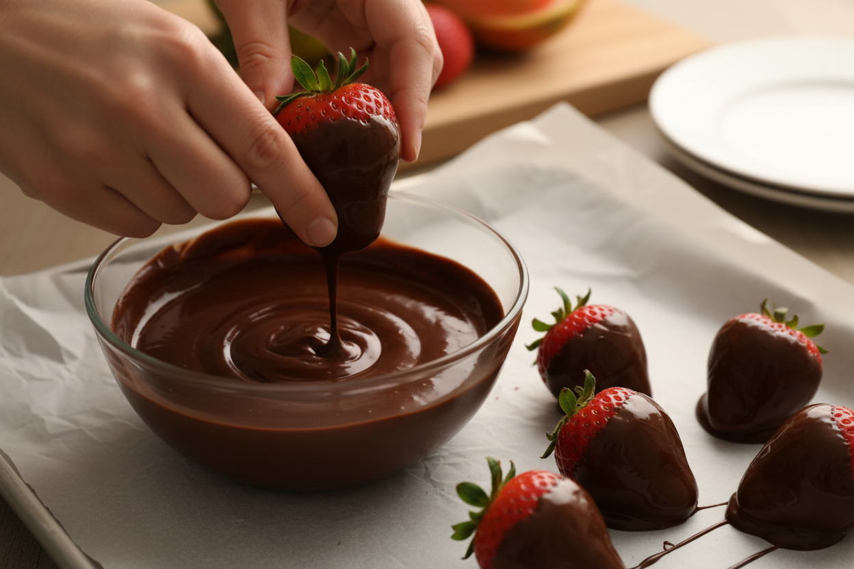 Football-Themed Chocolate Covered Strawberries preparation step 1