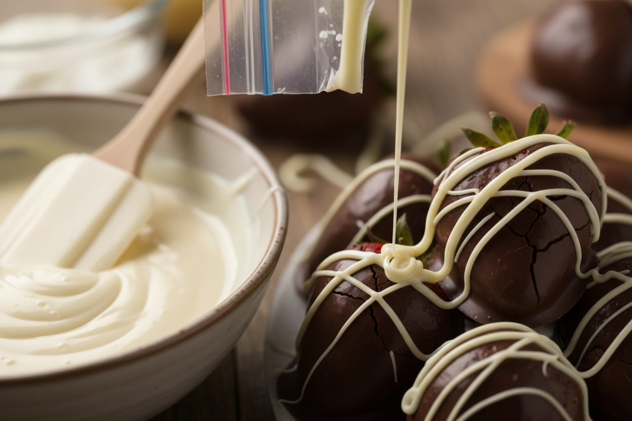 Football-Themed Chocolate Covered Strawberries preparation step 2