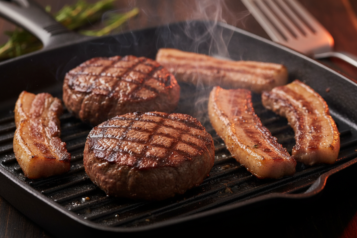 Gourmet Platter with Grilled Beef Medallion, Seared Beef Belly, Scallop, and Assorted Sides preparation step 1
